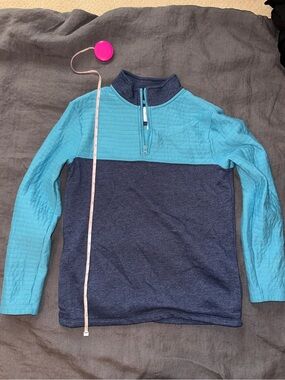 Cat & Jack Teal and Navy Quarter-Zip Pullover